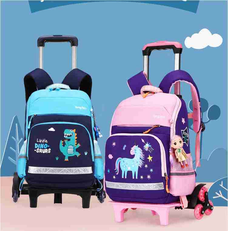 Korean Detachable Trolley Bag for Kids School Backpack