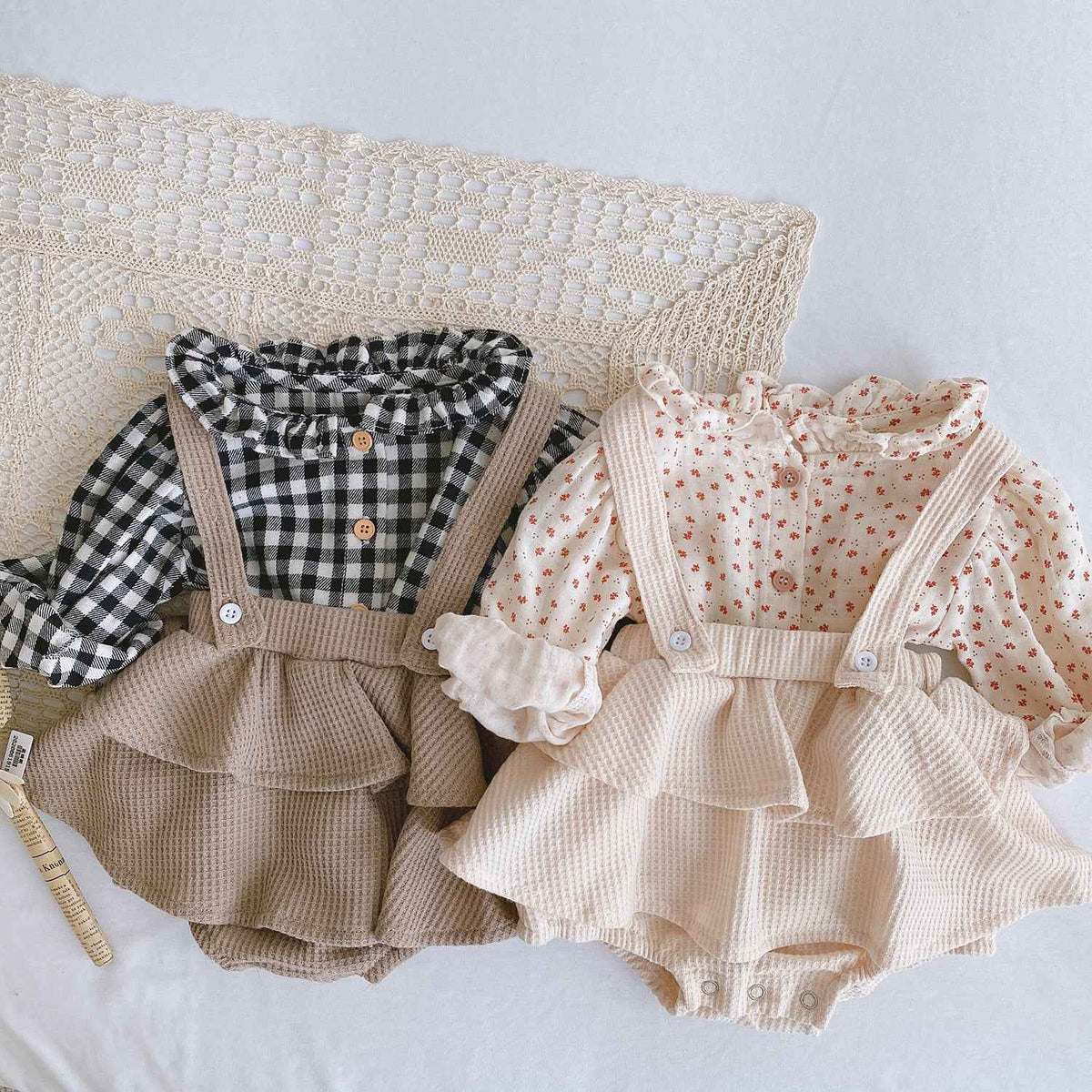 Baby Girl Romper 0-2Y  Pleated Lotus Leaf Sling Outfit