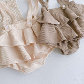 Baby Girl Romper 0-2Y  Pleated Lotus Leaf Sling Outfit