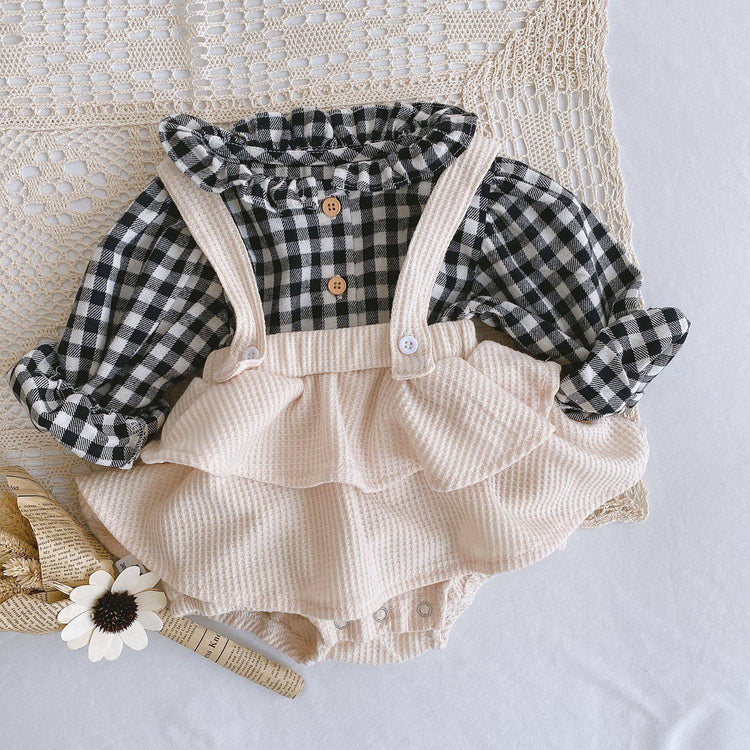 Baby Girl Romper 0-2Y  Pleated Lotus Leaf Sling Outfit