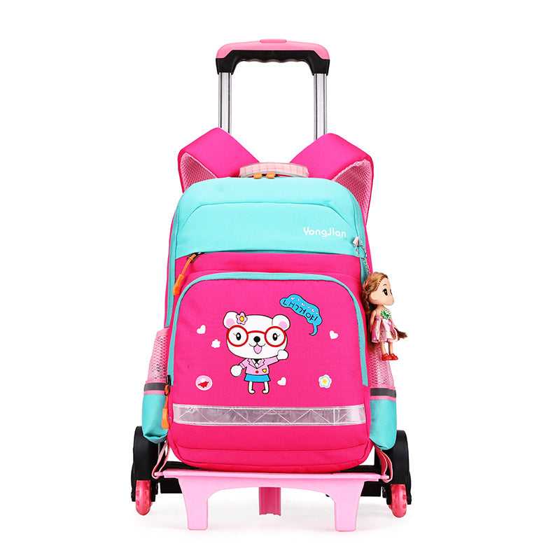 Korean Detachable Trolley Bag for Kids School Backpack