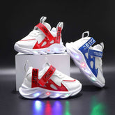 Kids Alphabet Mesh Luminous Shoes  Breathable Sports Shoes