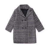 Girls Gray Plaid Houndstooth Coat Stylish Winter Jacket
