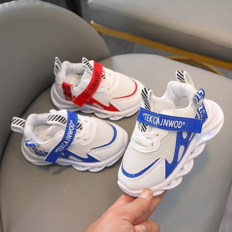 Kids Alphabet Mesh Luminous Shoes  Breathable Sports Shoes