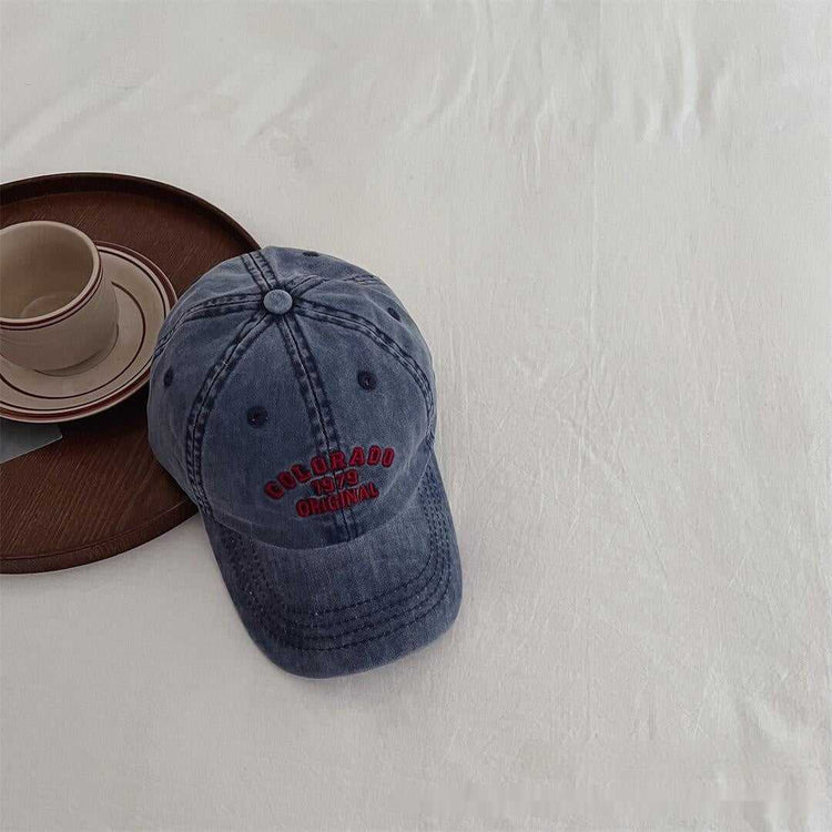 Vintage Kids Baseball Cap  Distressed Embroidered Hat