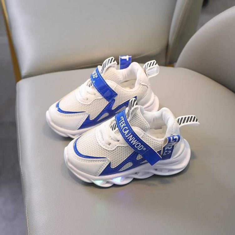 Kids Alphabet Mesh Luminous Shoes  Breathable Sports Shoes